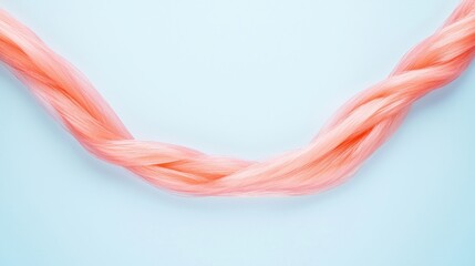 A vibrant pink braid of synthetic hair against a light blue background.