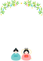 七夕　織姫彦星　イベント　水彩　短冊　イラスト