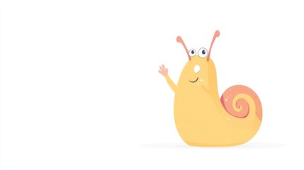 Cute cartoon snail waving