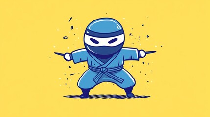 Obraz premium A stylized cartoon ninja figure in a dynamic pose.