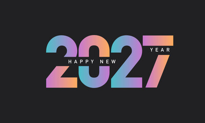 2027 new year template design with colorful numbers on black background