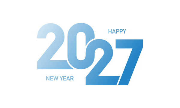 2027 new year template design with blue colour number on white background.