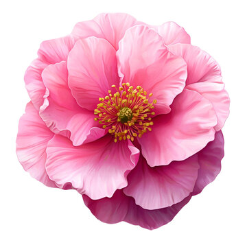 Realistic vector image of a bright pink rockrose isolated on transparent background