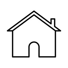 Home Icon: A simple, elegant line drawing of a classic house silhouette, representing home, shelter, and the concept of a residential dwelling.