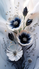 Delicate Floral Arrangement in Shades of White and Blue