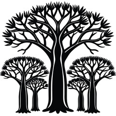 Obraz premium Baobab Trees icon set on white background