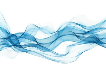 Abstract Blue Wave Flow Background ,Minimalist Design With Dynamic Wavy Lines On White background ,Abstract Blue Smoke Wave Flowing Transparent Smooth Undulating Curves Isolated on White Background
