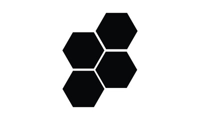 Fototapeta premium Black hexagon, honeycomb, design element, shapes, pattern with no strokes. Asset for photo collection, collage, template, frame, overlay, montage, clipping, layer mask. Transparent&nbsp;background. EPS 10.