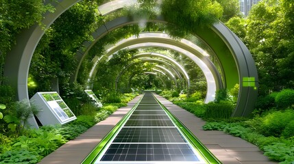 Futuristic Green Solar Pathway - Sustainable design