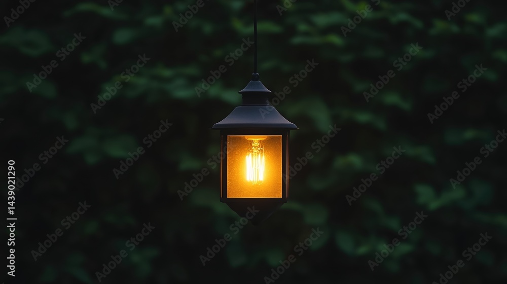 Poster a glowing lantern hangs against a dark, leafy background, creating a warm and inviting atmosphere.