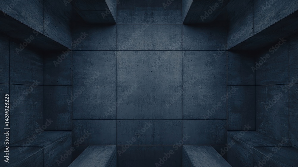 Poster a textured dark wall with a geometric pattern, creating a modern, abstract space.