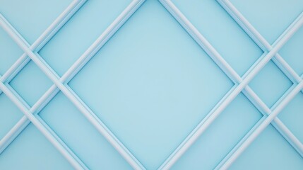 Obraz premium A minimalist, abstract design featuring intersecting light blue lines creating a diamond pattern on a soft background.