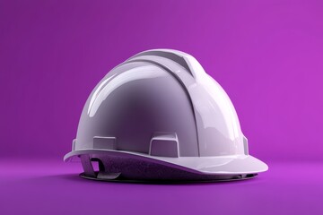 Fototapeta premium Protective white hard hat positioned on a vibrant purple surface.