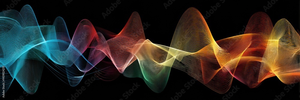 Aufkleber colorful signal waves illustrate ai conversation flow in a dynamic and engaging representation highl