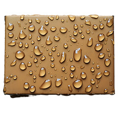 Golden Water Droplets on Brown Surface