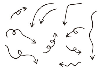 クレヨンで描いたような手書き風矢印　セット
