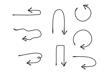 万年筆で描いたような手書き風矢印セット　一周