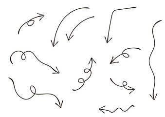 万年筆で描いたような手書き風矢印　セット