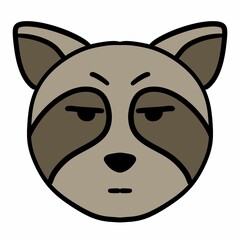 Raccoon face icon. Cute raccoon head. illustration on white background
