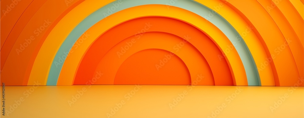 Aufkleber orange and blue abstract background: a vibrant abstract background with orange and blue arches creat