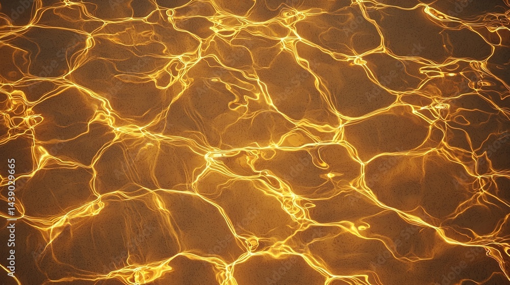 Poster a shimmering surface of water reflects golden light, creating a mesmerizing pattern of waves and rip