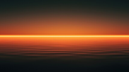 A serene sunset reflects on calm waters, creating a soothing gradient of orange and dark hues, evoking tranquility and beauty.