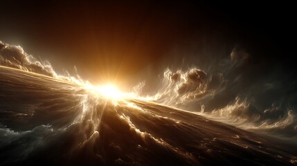 Golden sunrise above cloudscape