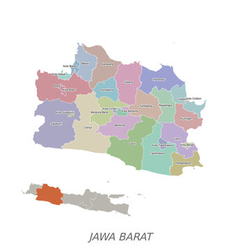 West Java Province Boundary Map Peta Batas Wilayah Administrasi Jawa Barat