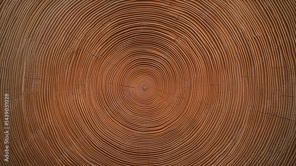 Poster a close-up view of tree rings, showcasing the natural patterns and textures formed over time in a cr