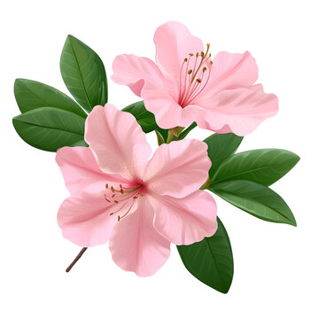 Realistic vector image of a soft pink azalea isolated on transparent background