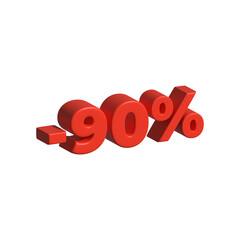 3d negative percentage red
