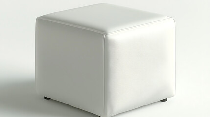 Naklejka premium A white leather ottoman with a white background