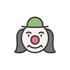 Clown face colored icons, minimalist vector illustration ,simple transparent graphic element .Isolated on white background