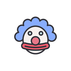 Clown face colored icons, minimalist vector illustration ,simple transparent graphic element .Isolated on white background