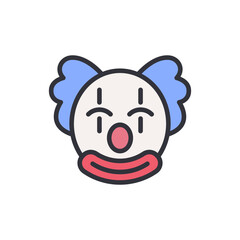 Clown face colored icons, minimalist vector illustration ,simple transparent graphic element .Isolated on white background