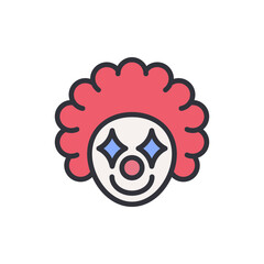 Clown face colored icons, minimalist vector illustration ,simple transparent graphic element .Isolated on white background
