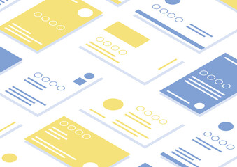 【背景透過】たくさんの名刺が並んだイラスト2