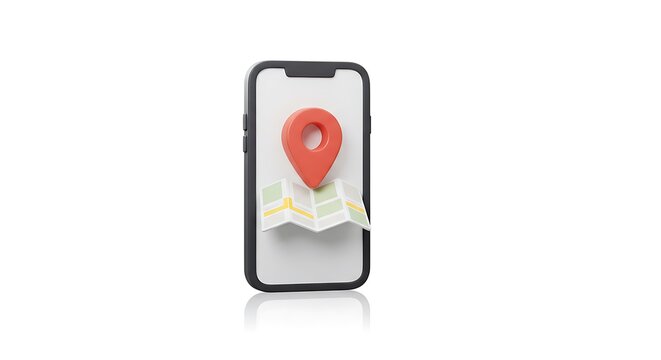 Smartphone GPS Navigation:  3D Map Pin and Location