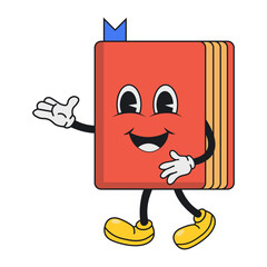 Illustration of School Supplies with Groovy Cartoon Design. Vector Character.