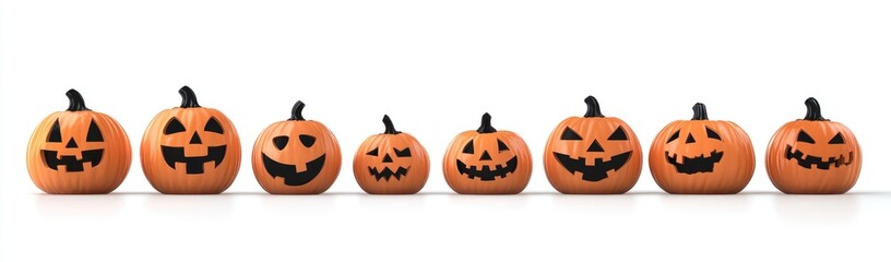 Halloween pumpkins in a row