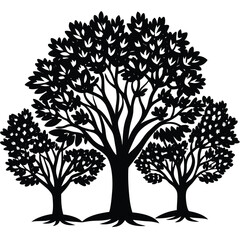 Fototapeta premium Hickory Trees icon set on white background