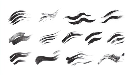 Naklejka premium Abstract black ink brush strokes on white; design elements