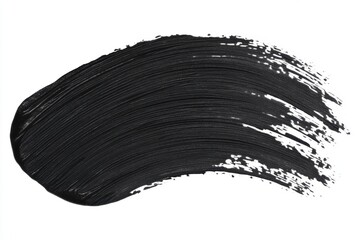 Dark smudge of mascara.  A smooth, rich, black swatch of mascara, applied with a brush, isolated on a pure white background.