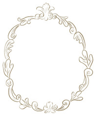 hand drawn vintage decorative frame with floral ornament loose illustration