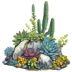 Fototapeta premium Artwork of a beautifully arranged rock isolated on transparent background