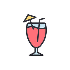 Cocktail colored icons, minimalist vector illustration ,simple transparent graphic element .Isolated on white background