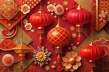 Chinese New Year Decorations, Festive Designs, Red Envelopes