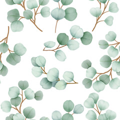 Eucalyptus Watercolor Seamless Pattern