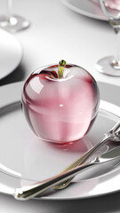 Elegant Pink Glass Apple on a Table Setting