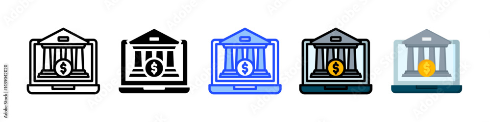Poster online banking icon collection with multiple styles